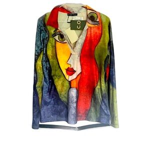 C.O.Z.Y brand long sleeved artistic Impressionism shirt Medium BNWT